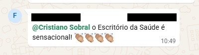 Advogado marcando @Cristiano Sobral no WhatsApp: 'o Escritório da Saúde é sensacional!'